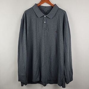 Brooks Brothers Polo Shirt Mens 2XLT Gray Supima Cotton Long Sleeve Pique Mesh